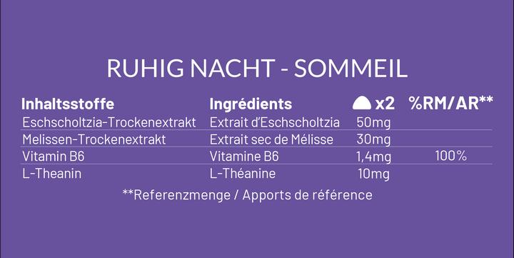 Valeurs nutritives et ingrédients Mium Lab Vitamingummis Ruhige Nacht (42 pièce(s), Gummies, 140 g)