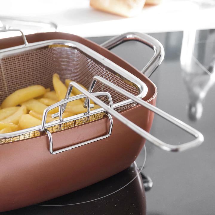Actual product image InnovaGoods Braising pan with accessories - copper (Casserole + Stewpot, Ceramic, Aluminium)