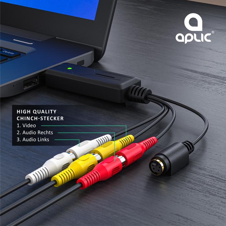 Immagine prodotto Aplic USB Audio Video Grabber, convertitore audio video, adattatore video per post-elaborazione, VHS, per (USB 2.0, segnale TV analogico)