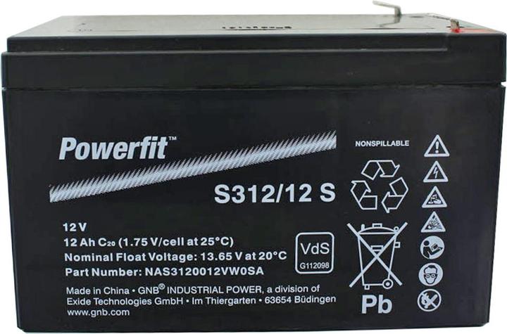 Actual product image Exide Battery Powerfit S312/12S, connector 4.8mm (12 V, 12 Ah)