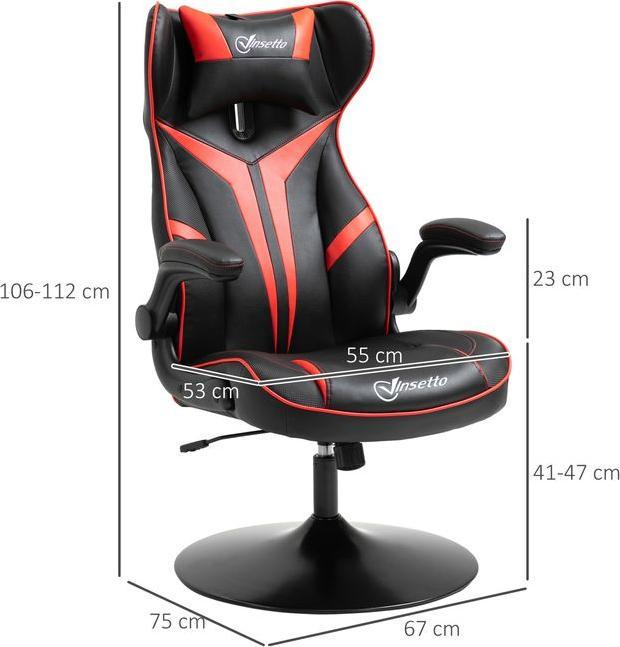 Immagine prodotto Swisshandel24 Sedia da gioco sedia ergonomica per computer con funzione di dondolo nero+rosso