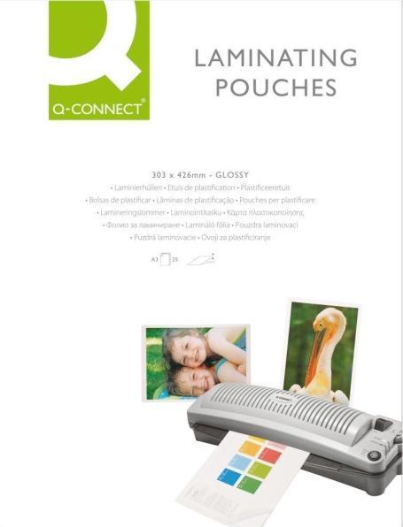 Produktbild Q-Connect Laminierfolien glänzend (A3, 25 Stück, 125 µm)
