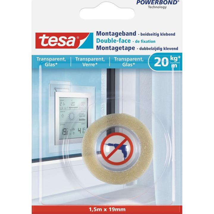 Actual product image tesa Mounting tape for glass, double-sided mounting tape (19 mm)