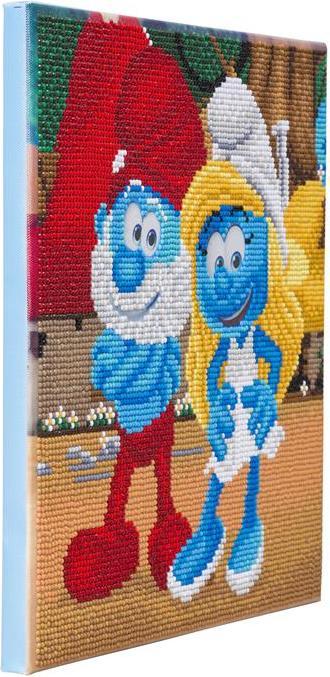 Actual product image Craft Buddy Smurfette and Papa Smurf, picture 30x30cm Crystal Art