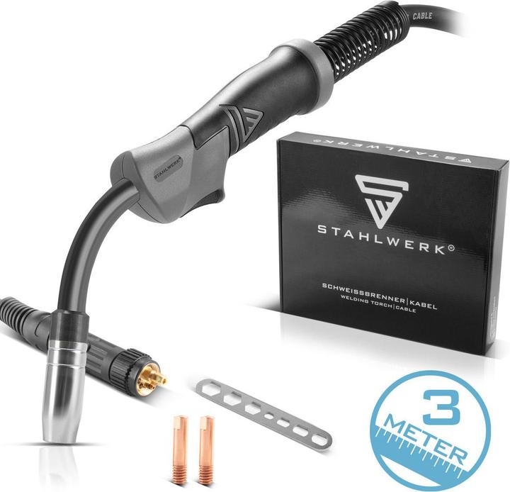 Image du produit Stahlwerk Torche de soudage AK15 MB15 Ensemble de flexibles de 3 m pour postes à souder MIG MAG