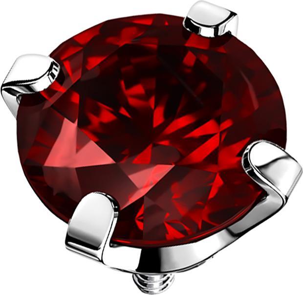 Produktbild Star Piercing Dermal Anchor silber Kristall rot gefasst (ohne Messing, Chirurgenstahl 316L)