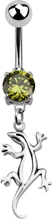 Produktbild Star Piercing Banane silber mit Anhänger Echse olive (Chirurgenstahl 316L)