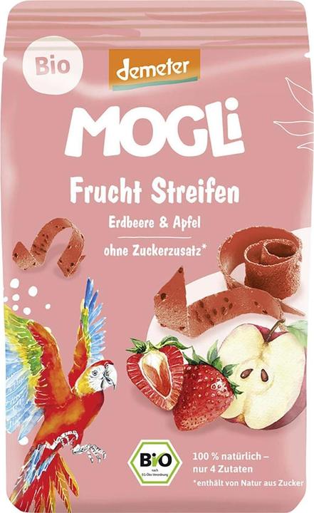 Actual product image Mogli Nibbling fun fruit strips strawberry and apple 25g (0.03 kg, 1 x)