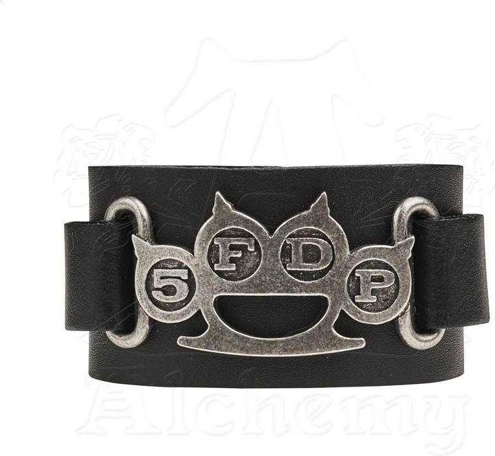 Actual product image Five Finger Death Punch Unisex Adult Knuckle Duster Leather Wristband (100% synthetic material)