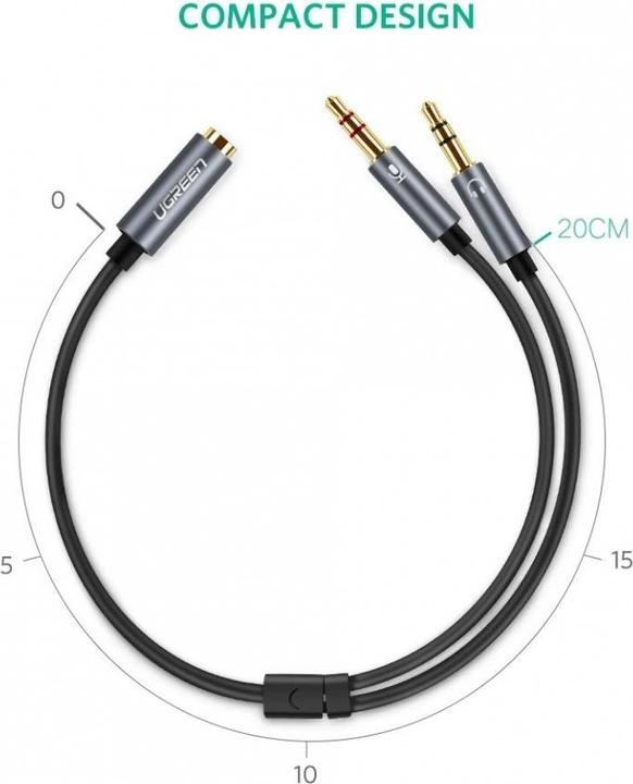 Image du produit Ugreen Micro et casque Y Splitter 3.5 mm jack (0.20 m, Jack 3,5 mm (AUX))