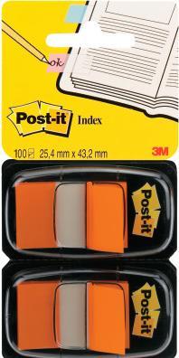 Produktbild Post-it Haftmarker Index 25,4x43,2mm 2er Set orange transparent + Dispenser (25 x 43 mm)