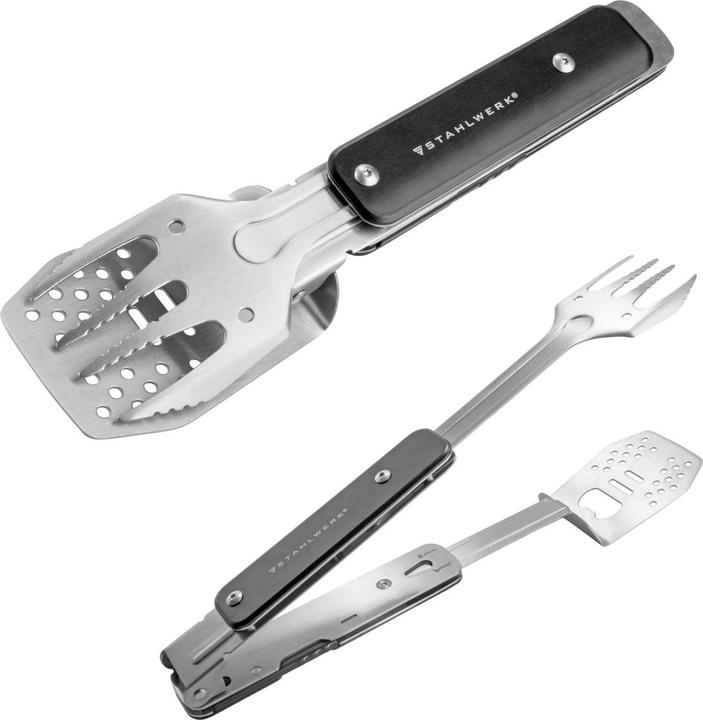 Stahlwerk Set di strumenti per grigliate BBQ con pinze per grigliate Forchetta per grigliate Giratore per