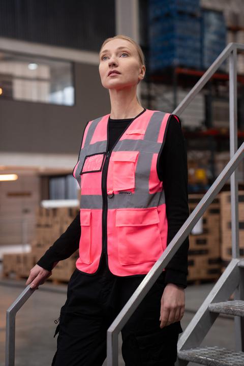 Actual product image Korntex Comfort Warnweste „Hamburg“ - Multifunktional - Neonpink - XL (XL)