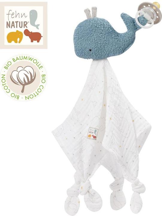 Image du produit Fehn 056068 Doudou baleine fehnNATUR - Doudou pour bébé en coton bio avec attache tétine