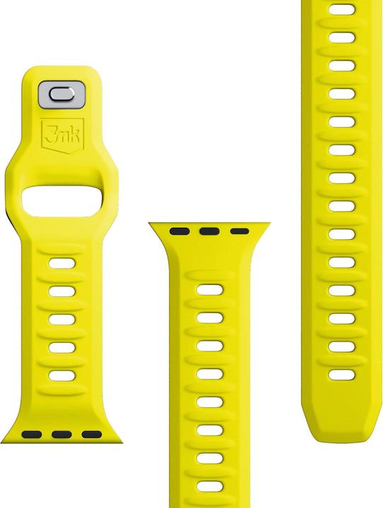 Produktbild 3MK Silicone Watch Strap żółty/yellow dla Apple Watch 42/44/45/49mm (Edelstahl, Silicone, 3, 4, 9, Ultra)