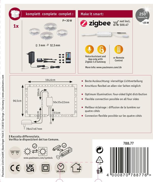 Image du produit Paulmann MaxLED 250 Stripe Set (RGBW, 507 cm, Intérieur)