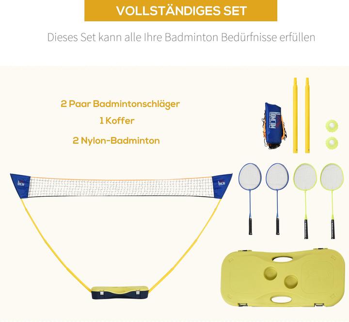 Image du produit Homcom Filet de badminton avec 4 raquettes