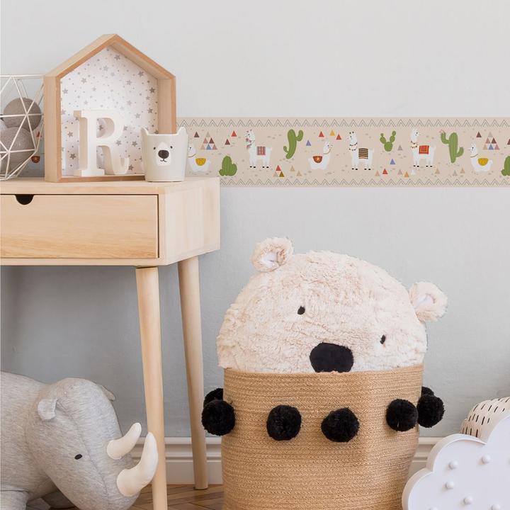 Produktbild A.S. Création Lovely Kids Kinderzimmer Relaxed Lamas mit süssen Lamas und Kakteen (15 x 500 cm)