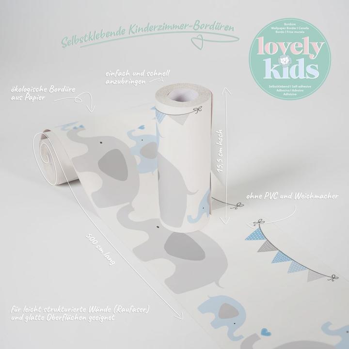 Image du produit A.S. Création Lovely Kids Chambre d'enfant Elephant Party avec d'adorables éléphants (15 x 500 cm)