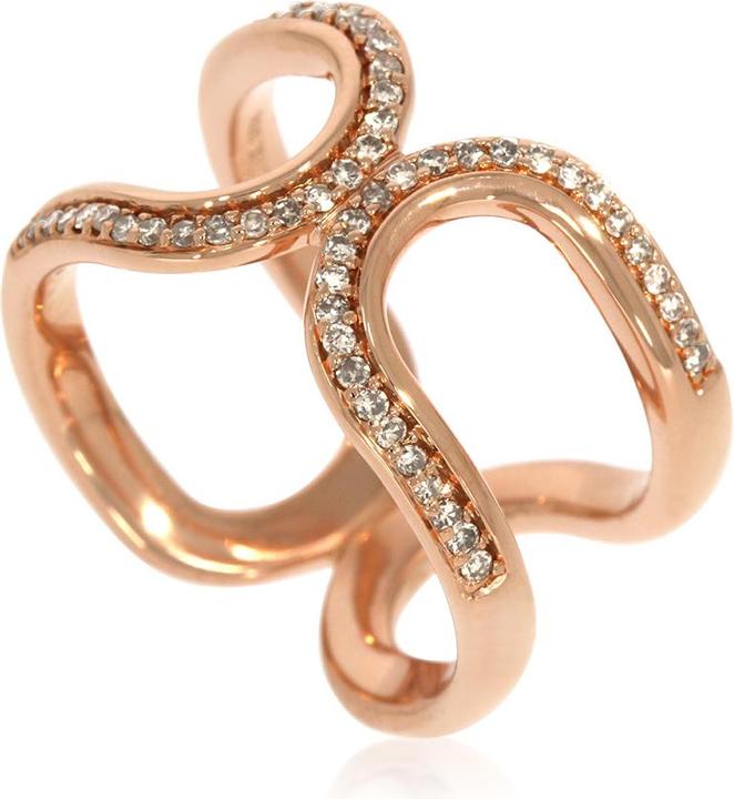 Produktbild Xen Ring mit 54 braunen Diamanten ca. 0,26 ct. rosèvergoldet (52, 925 Silber)