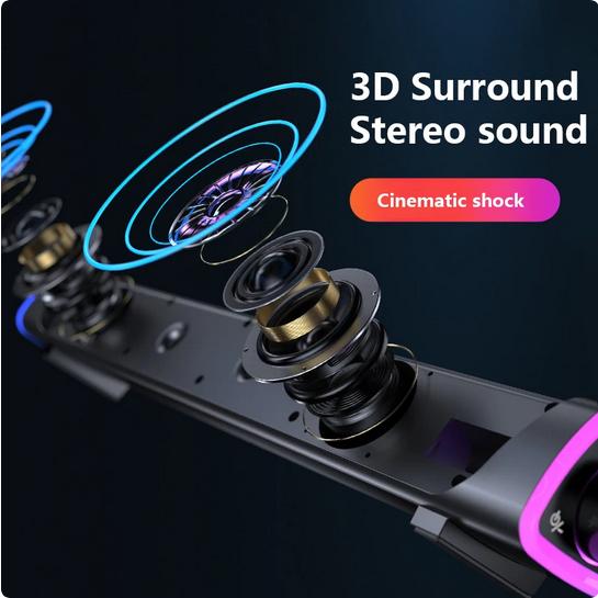 Actual product image PhoneLook Barre de son Bluetooth V8 stylée et minimaliste avec éclairage d ambiance LED + USB + AUX (USB power delivery)