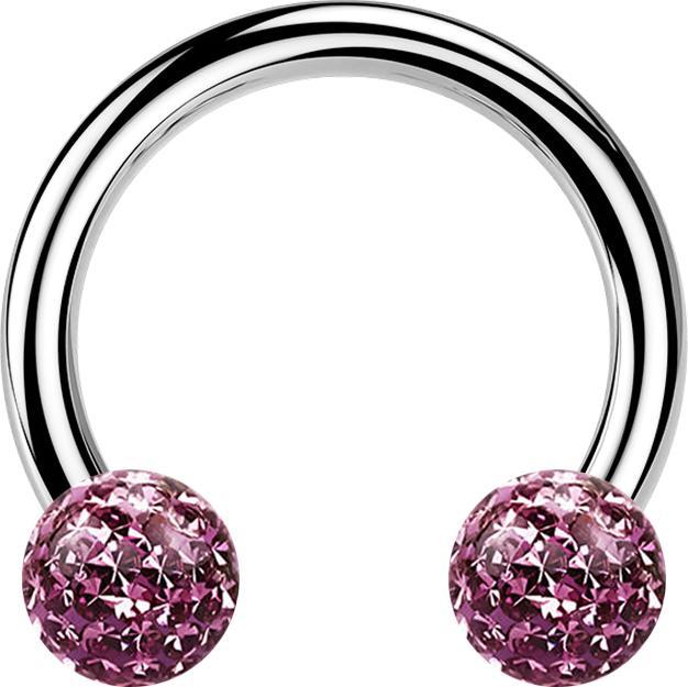 Image du produit Star Piercing Circular Barbell argent avec deux boules de cristal violet clair époxy de protection (Acier chirurgical 316L, sans laiton)