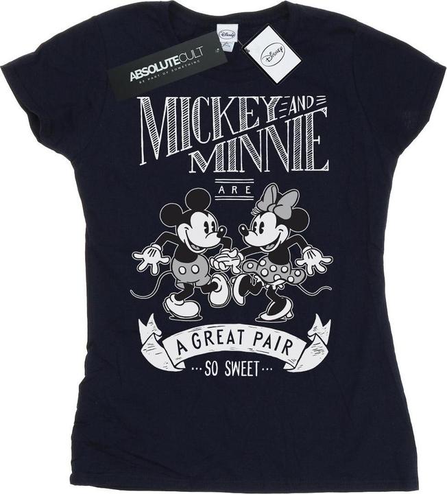 Actual product image Disney Womens/Ladies Mickey And Minnie Mouse Great Pair Cotton T-Shirt (XL)
