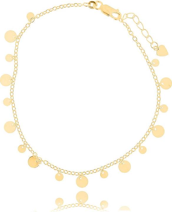 Leyda Fusskette Münzen (Silber 925, vergoldet 750 / 18 K Gold, 25.50 cm)