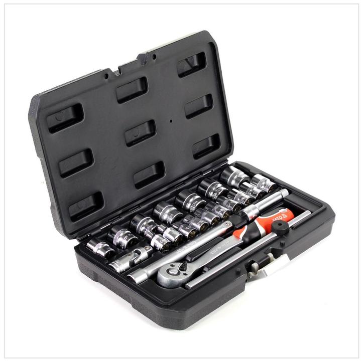 Produktbild Yato YT-38561 Werkzeugkasten Steckschlüssel Satz 22 tlg. 3/8" mit Knarre (3/8")