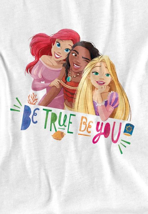Actual product image Disney Princess Childrens/Kids Be True, Be You Ariel Moana Rapunzel T-Shirt (116)