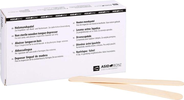 Actual product image Asid Bonz Wooden mouth spatula non-sterile, 100 pcs