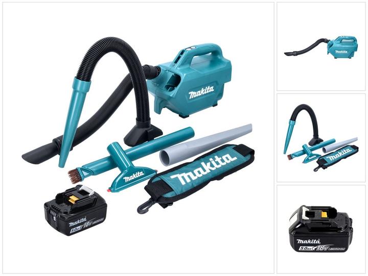 Makita DCL 184 T1 Aspirateur sans fil 18 V - 54 mbar - 0,5 l + 1x Batterie 5,0 Ah - sans chargeur