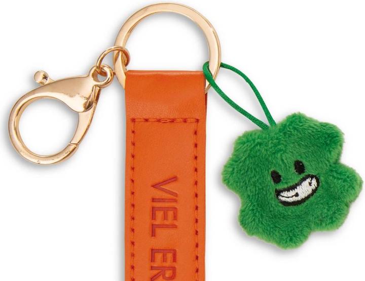 Produktbild Magni NICI Schlüsselanhänger Viel Erfolg! Kunstlederband mit Kleeblatt orange 10cm