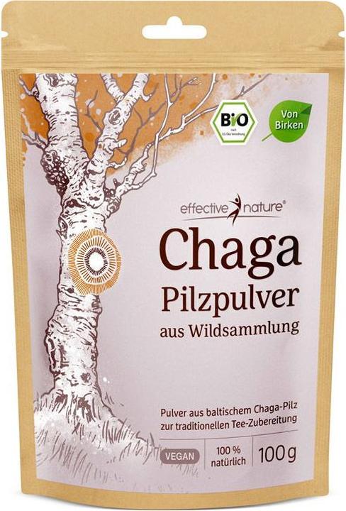 Actual product image Effective Nature Organic chaga mushroom powder from wild collection (1 Piece, Powder, 100 g)