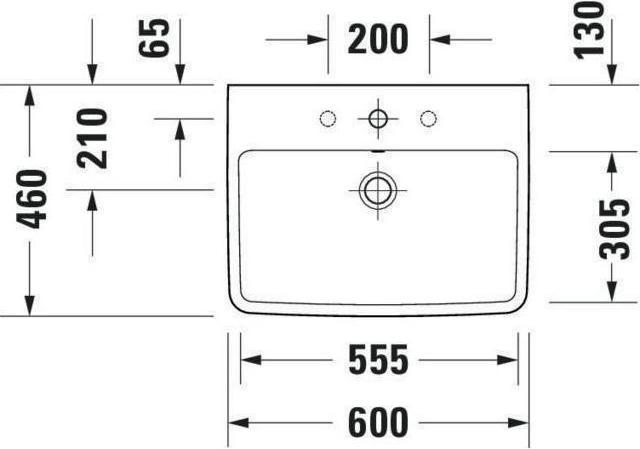 Produktbild Duravit Möbelwaschtisch No 1 mit Überlauf, 1 Hahnloch, weiss 600x460mm (460 mm, 600 mm)