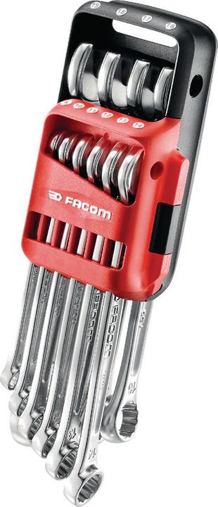 Facom Set di chiavi combinate in acciaio CrV, 10 pezzi (19 mm, 8 mm, 10 mm, 11 mm, 12 mm, 17 mm, 15 mm, 13 mm, 14 mm, 9 mm, 16 mm, 18 mm)