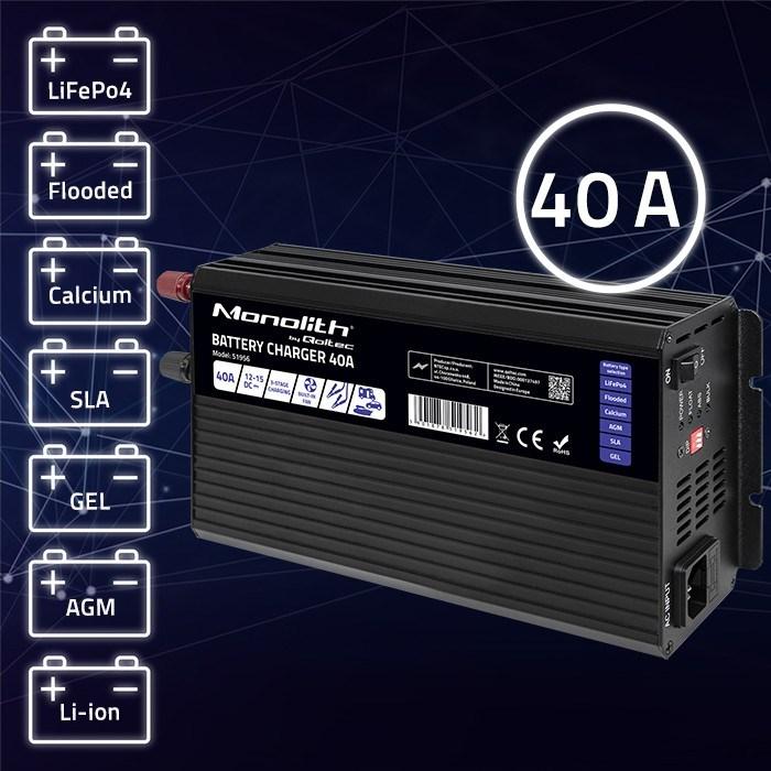 Image du produit Qoltec ładowarka Do Akumulatorów Lifepo4 Agm Gel Sla | 40a | 12v (12V, 40 A)