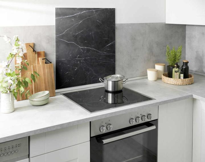 Actual product image Wenko Black marble glass splashback