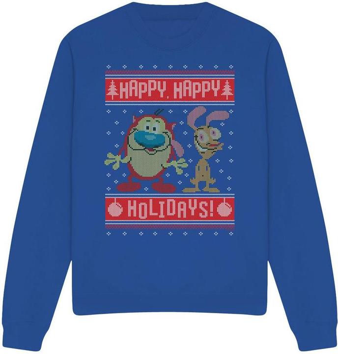Immagine prodotto Ren & Stimpy Happy, Happy Holidays Felpa Maglione di Natale Adulto Unisex (XXL)