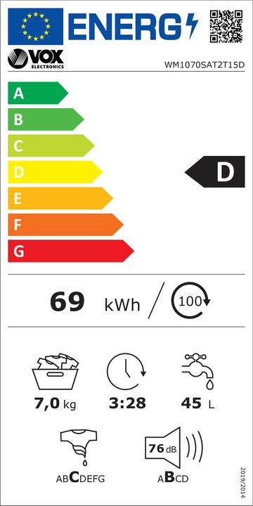 Energie-Label Vox WM 1070-SAT2T15D (7 kg, Links)