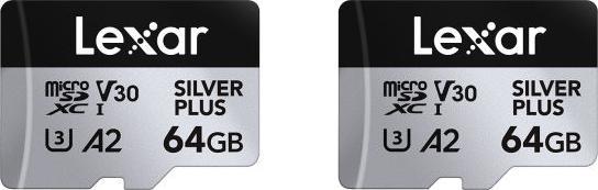 Actual product image Lexar Professional Silver Plus 2-Pack (64 GB, microSDXC, U3, UHS-I)