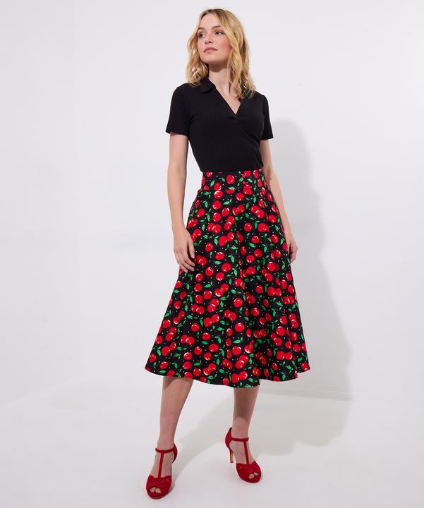Actual product image Joe Browns Cherry Print Vintage Midi Skirt (36)
