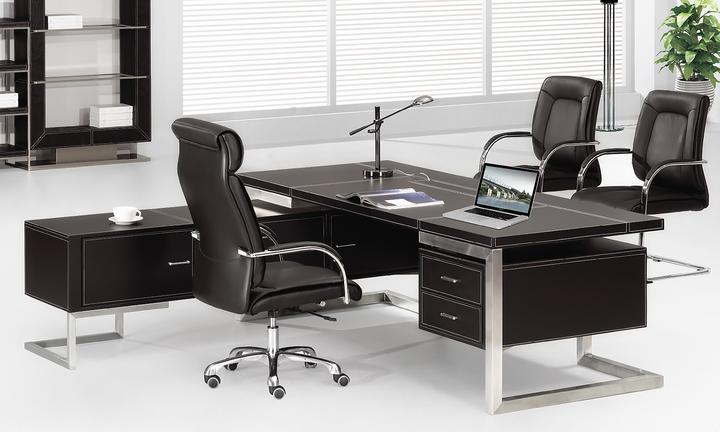 Image du produit Jet-Line Chef Bureau Venedig gauche noir Meubles de bureau Bureau d'angle Acier inoxydable Haute qualité