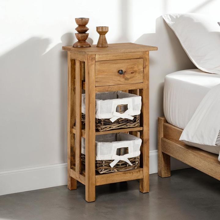 Actual product image IDIMEX Nachttisch TOURNETTE mit Schublade und 2 Körben – Mahagoni