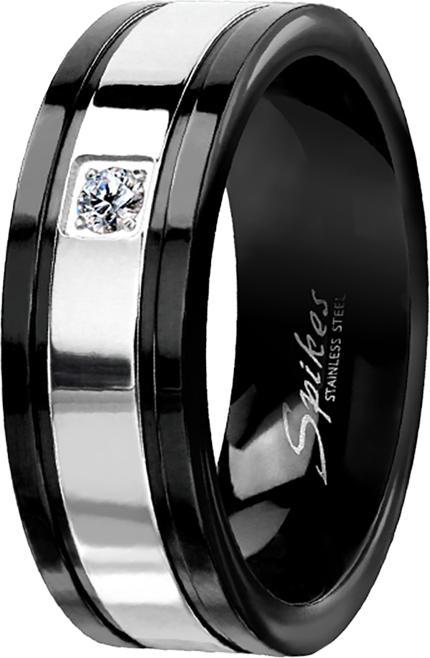 Immagine prodotto Star Piercing Anello nero a righe argento con cristallo (Acciaio chirurgico 316L, senza ottone)