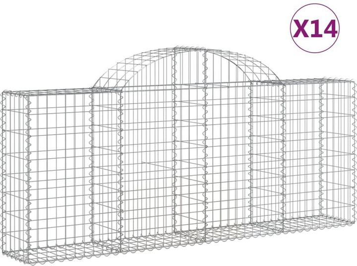 Immagine prodotto VidaXL Gabionen mit Hochbogen 14 Stk. 200x30x80/100cm Verzinktes Eisen