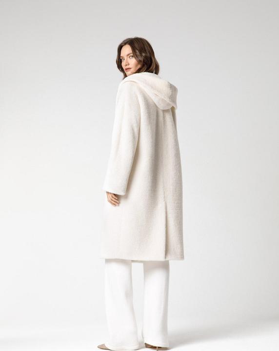 Immagine prodotto Furnari Cappotto in eco-pelliccia liscia con cappuccio - bianco neve (44,46) (44, 46)