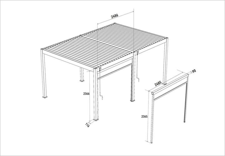 Produktbild Weide Elektrisches Sonnenrollo für Elektrische Pergola | anthrazit (248.50 cm, 9 cm)