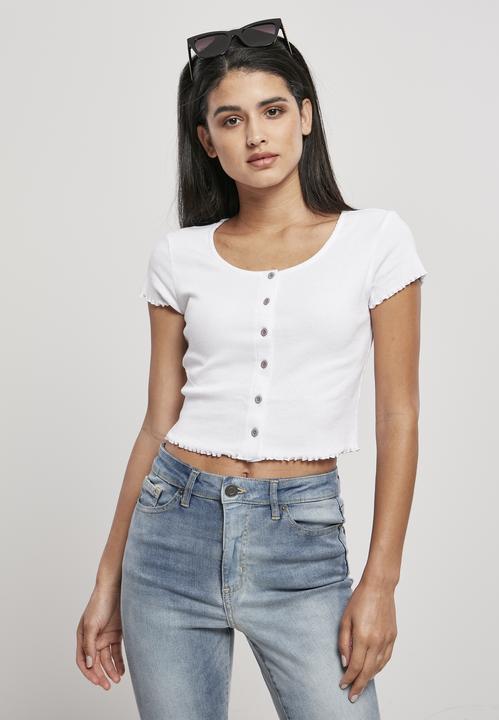 Image du produit Urban Classics Ladies Cropped Button Up Rib Tee (M)