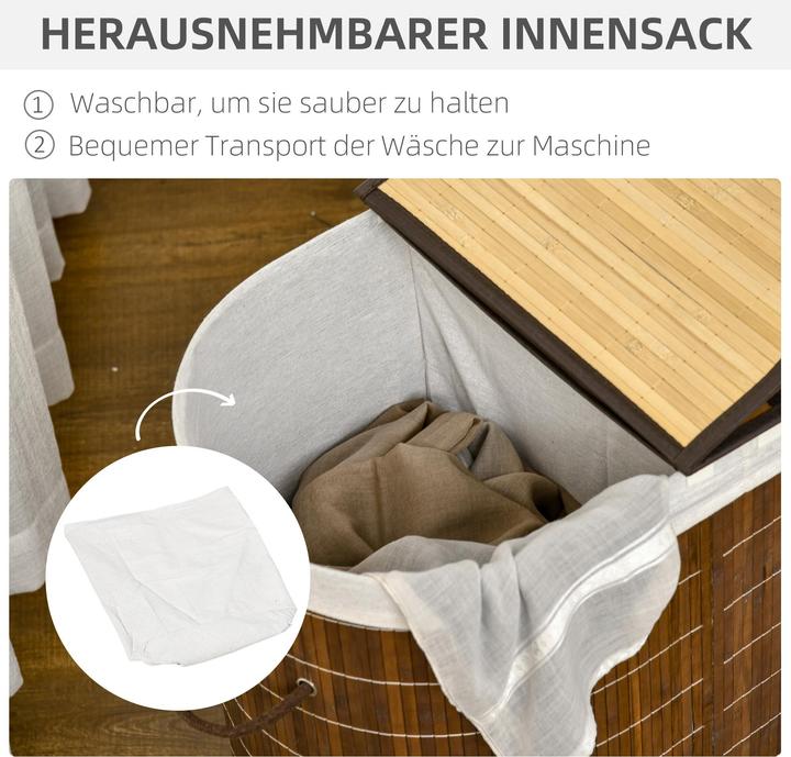 Produktbild Homcom Wäschekorb mit Flügeldeckel und 2 Fächern (50 l)